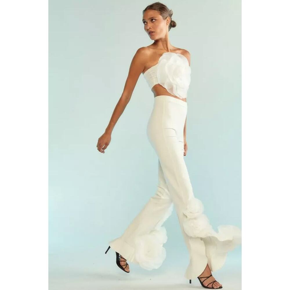Cynthia Rowley Organza Flower Ponte Knit Pants